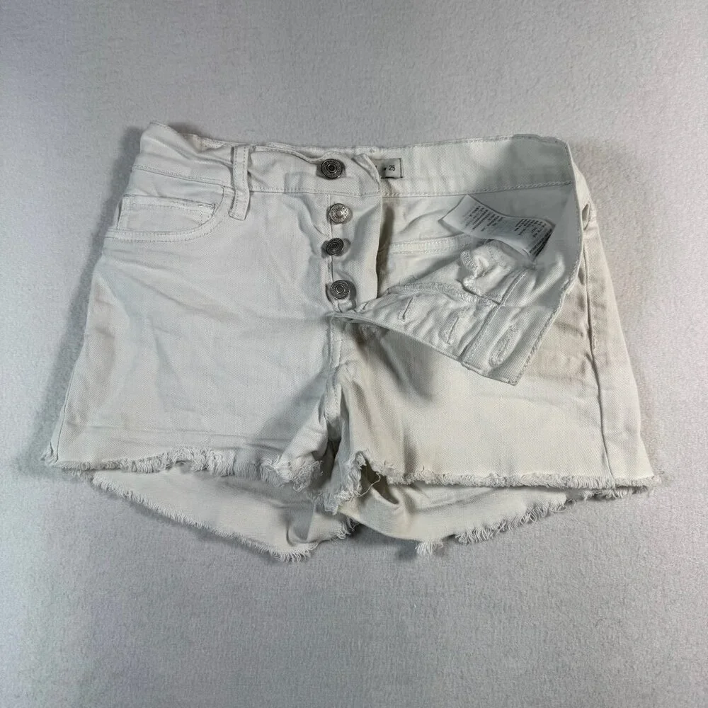 Abercrombie and Fitch Shorts Womens 25 White Cut Off Mid Rise Button Fly